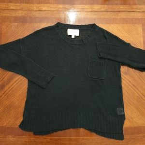 Brochu Walker Sweater Women's Size Large Black Open Knitted 100% Linen